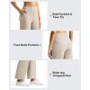 imageG4Free Ribbed Ankle Pants for Women 78 Length Wide Leg Yoga Pants with Pockets Casual TravelLight Khaki