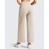 imageG4Free Ribbed Ankle Pants for Women 78 Length Wide Leg Yoga Pants with Pockets Casual TravelLight Khaki
