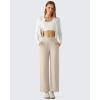 imageG4Free Ribbed Ankle Pants for Women 78 Length Wide Leg Yoga Pants with Pockets Casual TravelLight Khaki
