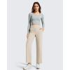 imageG4Free Ribbed Ankle Pants for Women 78 Length Wide Leg Yoga Pants with Pockets Casual TravelLight Khaki