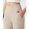 imageG4Free Ribbed Ankle Pants for Women 78 Length Wide Leg Yoga Pants with Pockets Casual TravelLight Khaki