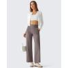 imageG4Free Ribbed Ankle Pants for Women 78 Length Wide Leg Yoga Pants with Pockets Casual TravelTaupe