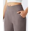 imageG4Free Ribbed Ankle Pants for Women 78 Length Wide Leg Yoga Pants with Pockets Casual TravelTaupe