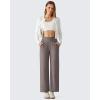 imageG4Free Ribbed Ankle Pants for Women 78 Length Wide Leg Yoga Pants with Pockets Casual TravelTaupe