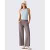 imageG4Free Ribbed Ankle Pants for Women 78 Length Wide Leg Yoga Pants with Pockets Casual TravelTaupe