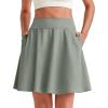 imageG4Free 20 Knee Length Tennis Skirts for Women High Waisted Golf Skorts Soft Athletic Builtin Shorts 3 PocketsSmoky Green