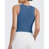 imageG4Free BareFeel Tennis Yoga Tank Tops Half Zip Workout Athletic Sleeveless Athleisure Tanks High Neck Gym Golf Slim FitBlue Gray