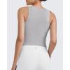 imageG4Free BareFeel Tennis Yoga Tank Tops Half Zip Workout Athletic Sleeveless Athleisure Tanks High Neck Gym Golf Slim FitChime Gray