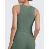 imageG4Free BareFeel Tennis Yoga Tank Tops Half Zip Workout Athletic Sleeveless Athleisure Tanks High Neck Gym Golf Slim FitGray Sage
