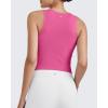 imageG4Free BareFeel Tennis Yoga Tank Tops Half Zip Workout Athletic Sleeveless Athleisure Tanks High Neck Gym Golf Slim FitHot Pink
