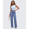 imageG4Free BareFeel Tennis Yoga Tank Tops Half Zip Workout Athletic Sleeveless Athleisure Tanks High Neck Gym Golf Slim FitLight Denim