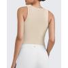imageG4Free BareFeel Tennis Yoga Tank Tops Half Zip Workout Athletic Sleeveless Athleisure Tanks High Neck Gym Golf Slim FitLight Khaki
