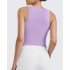 imageG4Free BareFeel Tennis Yoga Tank Tops Half Zip Workout Athletic Sleeveless Athleisure Tanks High Neck Gym Golf Slim FitLight Purple
