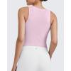 imageG4Free BareFeel Tennis Yoga Tank Tops Half Zip Workout Athletic Sleeveless Athleisure Tanks High Neck Gym Golf Slim FitPink