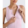 imageG4Free BareFeel Tennis Yoga Tank Tops Half Zip Workout Athletic Sleeveless Athleisure Tanks High Neck Gym Golf Slim FitPink