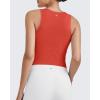 imageG4Free BareFeel Tennis Yoga Tank Tops Half Zip Workout Athletic Sleeveless Athleisure Tanks High Neck Gym Golf Slim FitRust Orange