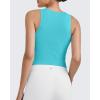 imageG4Free BareFeel Tennis Yoga Tank Tops Half Zip Workout Athletic Sleeveless Athleisure Tanks High Neck Gym Golf Slim FitSky Blue