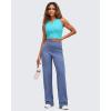 imageG4Free BareFeel Tennis Yoga Tank Tops Half Zip Workout Athletic Sleeveless Athleisure Tanks High Neck Gym Golf Slim FitSky Blue