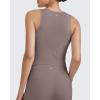imageG4Free BareFeel Tennis Yoga Tank Tops Half Zip Workout Athletic Sleeveless Athleisure Tanks High Neck Gym Golf Slim FitTaupe