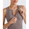 imageG4Free BareFeel Tennis Yoga Tank Tops Half Zip Workout Athletic Sleeveless Athleisure Tanks High Neck Gym Golf Slim FitTaupe