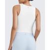 imageG4Free BareFeel Tennis Yoga Tank Tops Half Zip Workout Athletic Sleeveless Athleisure Tanks High Neck Gym Golf Slim FitWhite