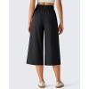 imageG4Free Chillwhisp Flowy Capri Pants for Women Lightweight Wide Leg Cropped Pants Elastic Waist Palazzo Capris for BeachBlack