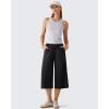 imageG4Free Chillwhisp Flowy Capri Pants for Women Lightweight Wide Leg Cropped Pants Elastic Waist Palazzo Capris for BeachBlack
