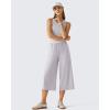 imageG4Free Chillwhisp Flowy Capri Pants for Women Lightweight Wide Leg Cropped Pants Elastic Waist Palazzo Capris for BeachChime Gray