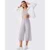 imageG4Free Chillwhisp Flowy Capri Pants for Women Lightweight Wide Leg Cropped Pants Elastic Waist Palazzo Capris for BeachChime Gray