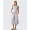 imageG4Free Chillwhisp Flowy Capri Pants for Women Lightweight Wide Leg Cropped Pants Elastic Waist Palazzo Capris for BeachChime Gray