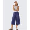 imageG4Free Chillwhisp Flowy Capri Pants for Women Lightweight Wide Leg Cropped Pants Elastic Waist Palazzo Capris for BeachDusky Purple