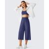 imageG4Free Chillwhisp Flowy Capri Pants for Women Lightweight Wide Leg Cropped Pants Elastic Waist Palazzo Capris for BeachDusky Purple