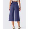imageG4Free Chillwhisp Flowy Capri Pants for Women Lightweight Wide Leg Cropped Pants Elastic Waist Palazzo Capris for BeachDusky Purple
