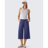 imageG4Free Chillwhisp Flowy Capri Pants for Women Lightweight Wide Leg Cropped Pants Elastic Waist Palazzo Capris for BeachDusky Purple