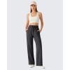 imageG4Free Chillwhisp Lightweight Drawstring Wide Leg Pants Womens Side Slit Flowy Travel Beach Pants SummerBlack