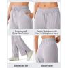 imageG4Free Chillwhisp Lightweight Drawstring Wide Leg Pants Womens Side Slit Flowy Travel Beach Pants SummerChime Gray