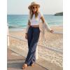 imageG4Free Chillwhisp Lightweight Drawstring Wide Leg Pants Womens Side Slit Flowy Travel Beach Pants SummerDark Blue