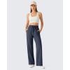 imageG4Free Chillwhisp Lightweight Drawstring Wide Leg Pants Womens Side Slit Flowy Travel Beach Pants SummerDark Blue