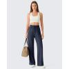 imageG4Free Chillwhisp Lightweight Drawstring Wide Leg Pants Womens Side Slit Flowy Travel Beach Pants SummerDark Blue