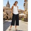 imageG4Free Chillwhisp Lightweight Flowy Wide Leg Capris Women  Front Seam Summer Cropped Pants for Travel BeachBlack