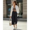 imageG4Free Chillwhisp Lightweight Flowy Wide Leg Capris Women  Front Seam Summer Cropped Pants for Travel BeachBlack