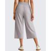 imageG4Free Chillwhisp Lightweight Flowy Wide Leg Capris Women  Front Seam Summer Cropped Pants for Travel BeachChime Gray