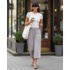 imageG4Free Chillwhisp Lightweight Flowy Wide Leg Capris Women  Front Seam Summer Cropped Pants for Travel BeachChime Gray