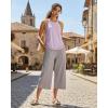 imageG4Free Chillwhisp Lightweight Flowy Wide Leg Capris Women  Front Seam Summer Cropped Pants for Travel BeachChime Gray