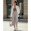 imageG4Free Chillwhisp Lightweight Flowy Wide Leg Capris Women  Front Seam Summer Cropped Pants for Travel BeachChime Gray