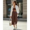 imageG4Free Chillwhisp Lightweight Flowy Wide Leg Capris Women  Front Seam Summer Cropped Pants for Travel BeachCoffee Brown