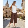 imageG4Free Chillwhisp Lightweight Flowy Wide Leg Capris Women  Front Seam Summer Cropped Pants for Travel BeachCoffee Brown