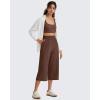 imageG4Free Chillwhisp Lightweight Flowy Wide Leg Capris Women  Front Seam Summer Cropped Pants for Travel BeachCoffee Brown