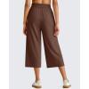 imageG4Free Chillwhisp Lightweight Flowy Wide Leg Capris Women  Front Seam Summer Cropped Pants for Travel BeachCoffee Brown
