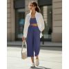 imageG4Free Chillwhisp Lightweight Flowy Wide Leg Capris Women  Front Seam Summer Cropped Pants for Travel BeachDusky Purple